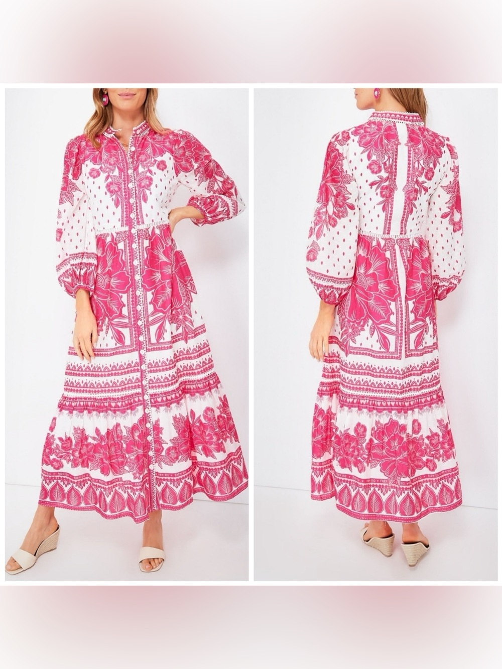 Farm Rio (read description) Boho Maxi Dress in Pink Floral Print PTP 18” - Picture 3 of 11